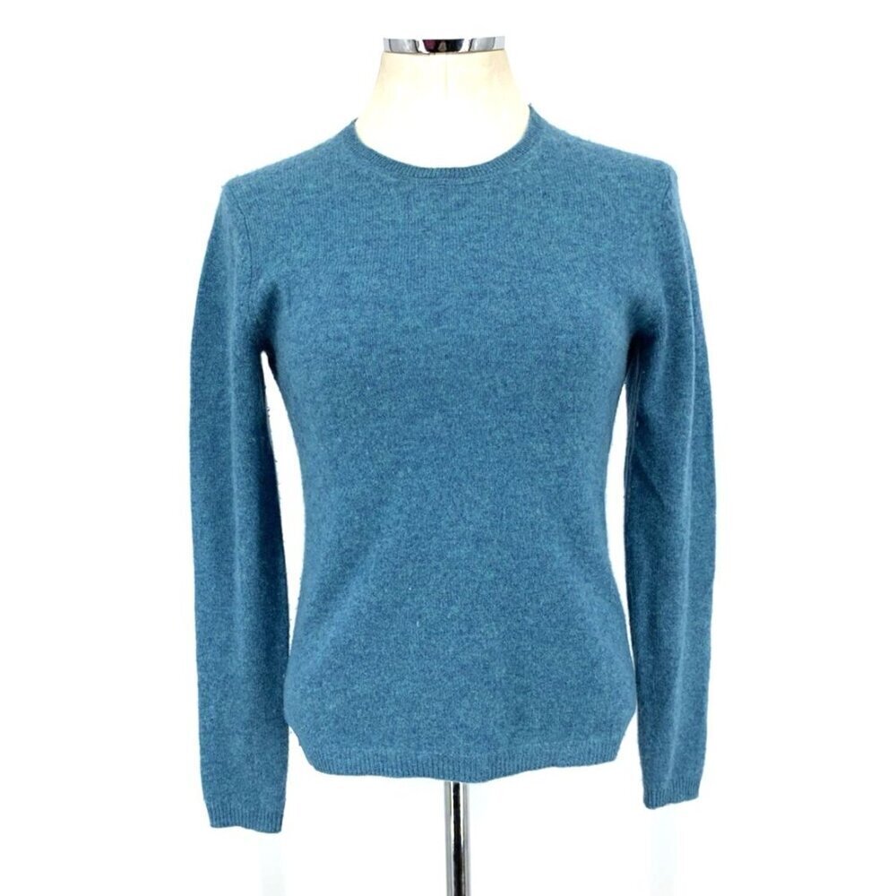 Tahari Sweater Womens Extra Small Blue Pure Luxe 100% Cashmere Crewneck Pullover